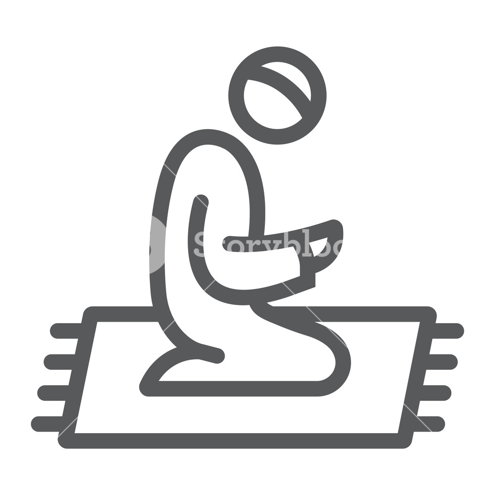 1000x1000 Islamic Prayer Line Icon, Religion And Pray, Muslim Prayer Sign