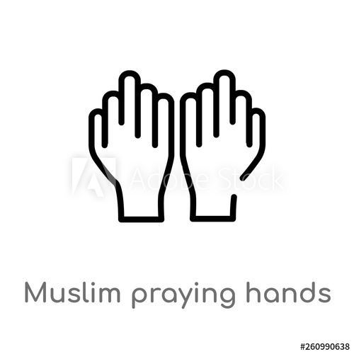 500x500 Outline Muslim Praying Hands Vector Icon Isolated Black Simple