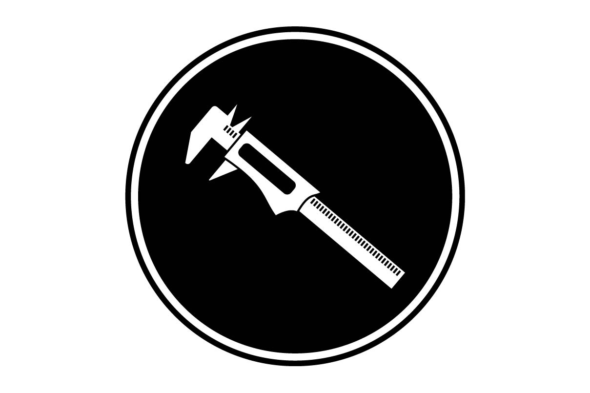 1209x805 Micrometer Precision Icon On Black Circle
