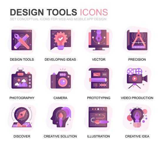 544x490 Modern Set Design Tools Gradient Flat Icons For Website And Mobile