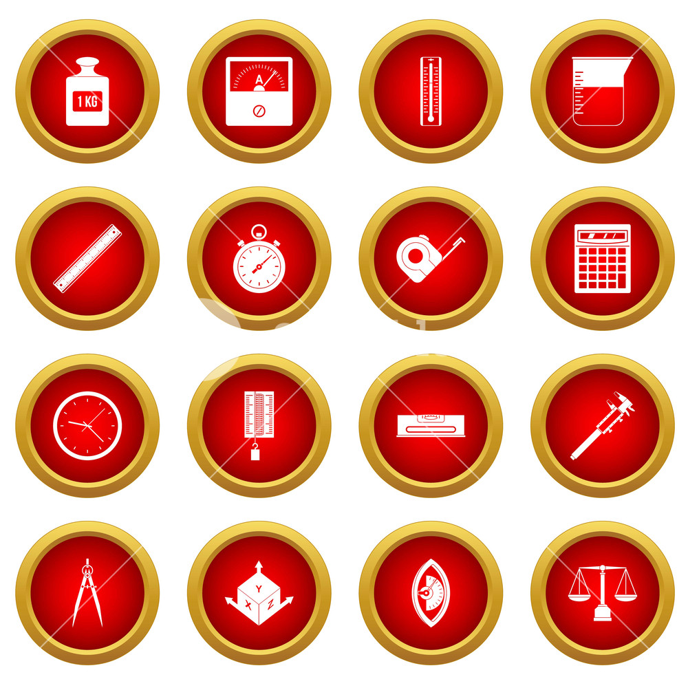 1000x1000 Measure Precision Icon Red Circle Set Isolated On White Background