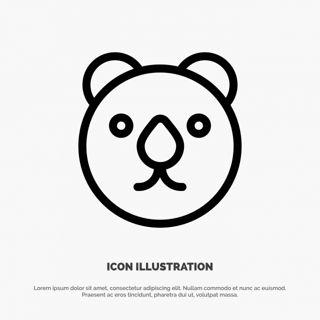640x640 Bear Head Predator Line Icon Vector, Animal, Background, Big Png