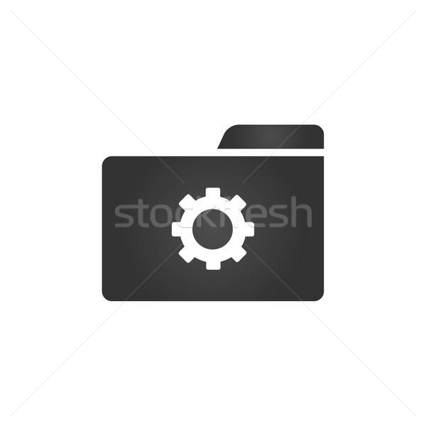 600x600 Folder Icon With Settings Cog Or Gear, System Preferences Icon