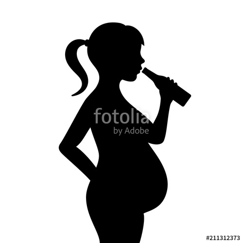 500x500 Pregnant Girl Drinking Alcohol Vector Icon Stock Image