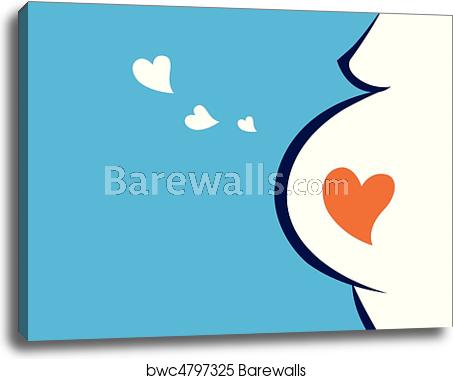453x379 Pregnant Woman Icon With Heart, Canvas Print Barewalls Posters