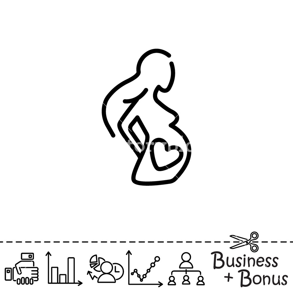1000x1000 Web Line Icon Pregnant Woman Royalty Free Stock Image
