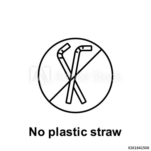 500x500 No Plastic Straw Icon Element Of Pollution Problems Icon Thin