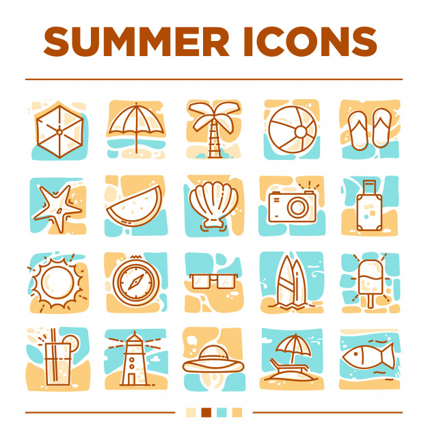 626x626 Summer Icon Sets Unique Vector Premium Download
