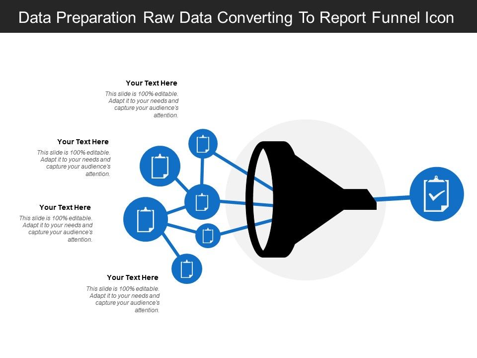 960x720 Data Preparation Raw Data Converting To Report Funnel Icon