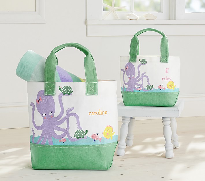 710x626 Pottery Barn Kids Lavender Octopus Preppy Icon Tote Bag Green New