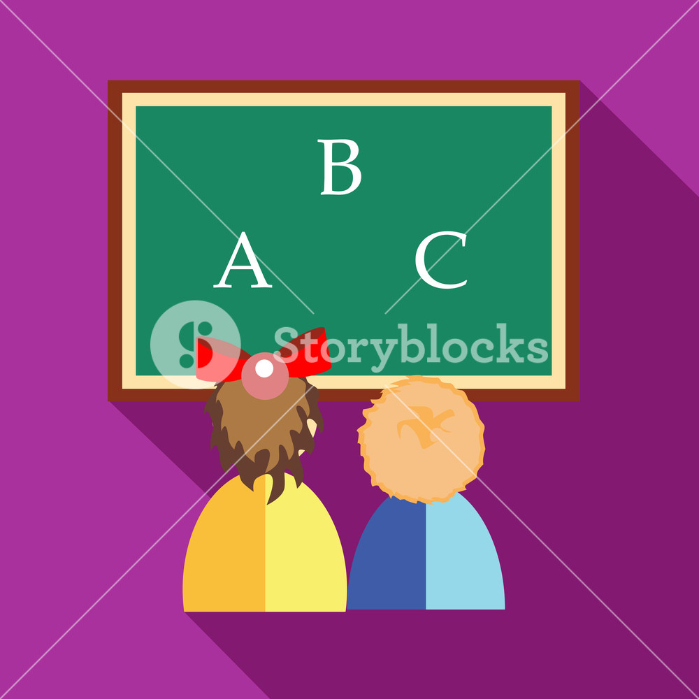 1000x1000 Preschool Girl And Boy Learning To Write Letters And Read Icon