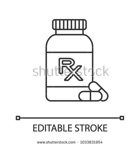 450x470 Rx Pill Bottle Linear Icon Medications Medical Prescription