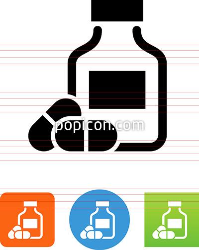 400x503 Vector Prescription Bottle With Pills Icon