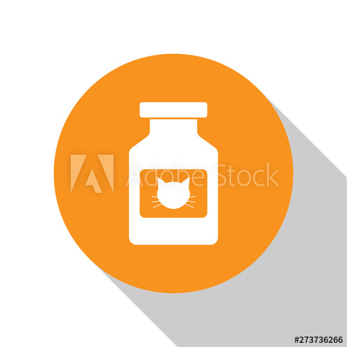 500x500 White Cat Medicine Bottle Icon Isolated On White Background