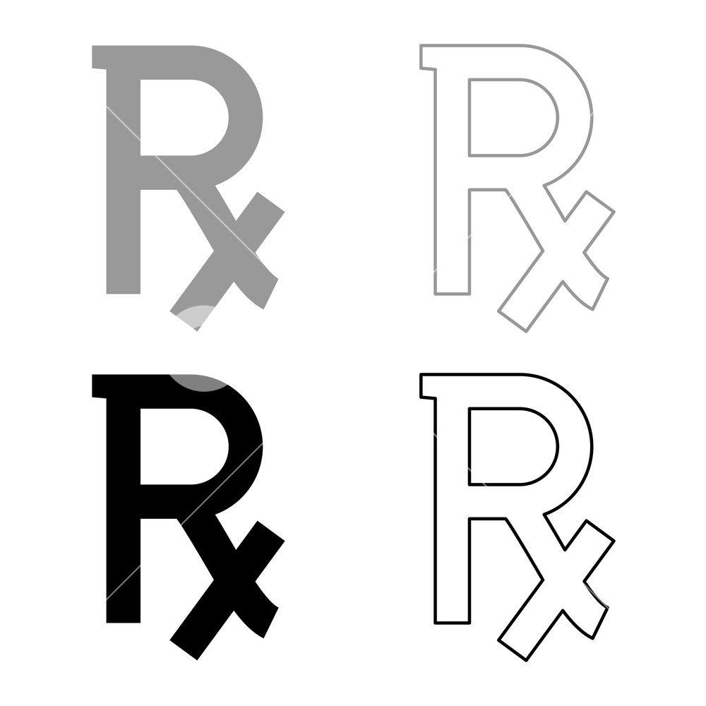 1000x1000 Rx Symbol Prescription Icon Set Grey Black Color Outline Royalty