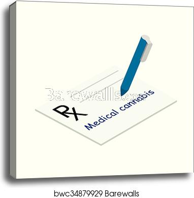 382x390 Medical Marijuana Prescription Icon, Canvas Print Barewalls