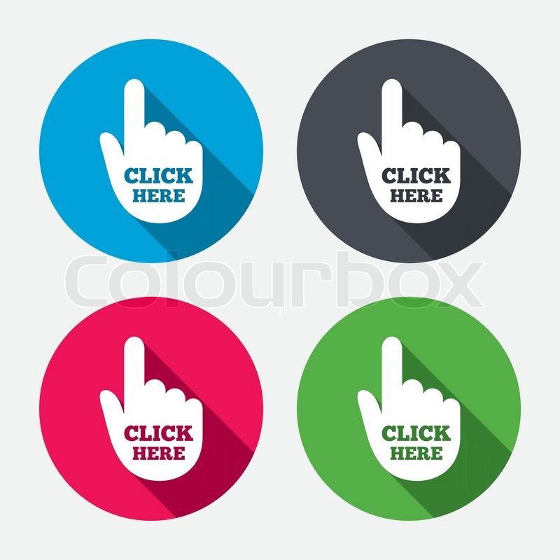 800x800 Click Here Hand Sign Icon Press Stock Vector Colourbox