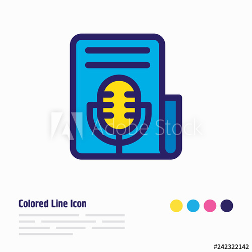 500x500 Vector Illustration Of Press Release Icon Colored Line Beautiful