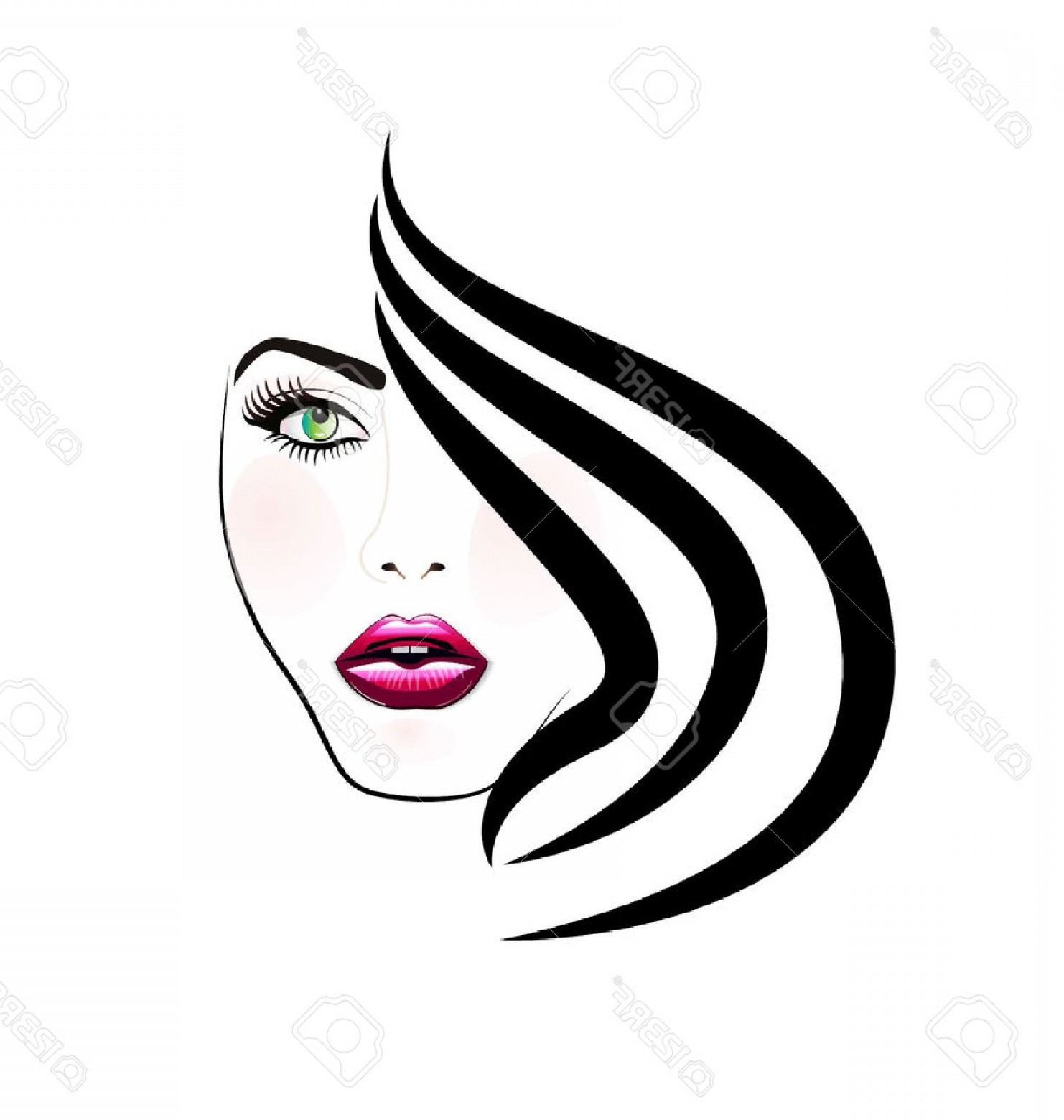 1482x1560 Photostock Vector Face Of Pretty Woman Silhouette Icon Image