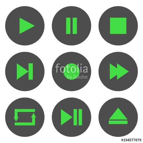 500x500 Media Player Control Buttons Set Play, Pause, Stop, Record