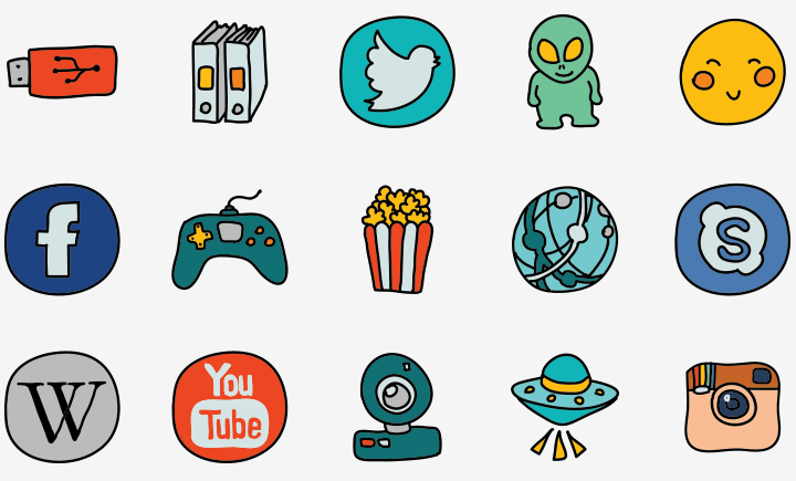 720x435 Hand Drawn Doodle Icon Set