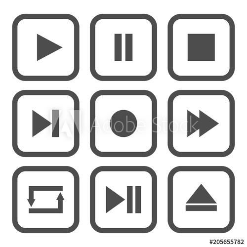 500x500 Media Player Control Buttons Play, Pause, Stop, Record, Forward