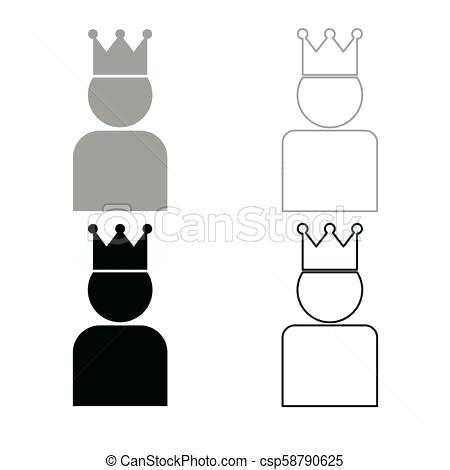450x470 King In Crown Icon Outline Set Grey Black Color Simple Princess