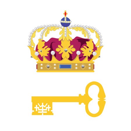 450x450 Royal Crown And Golden Old Key Vector Icon Set Princess Crown