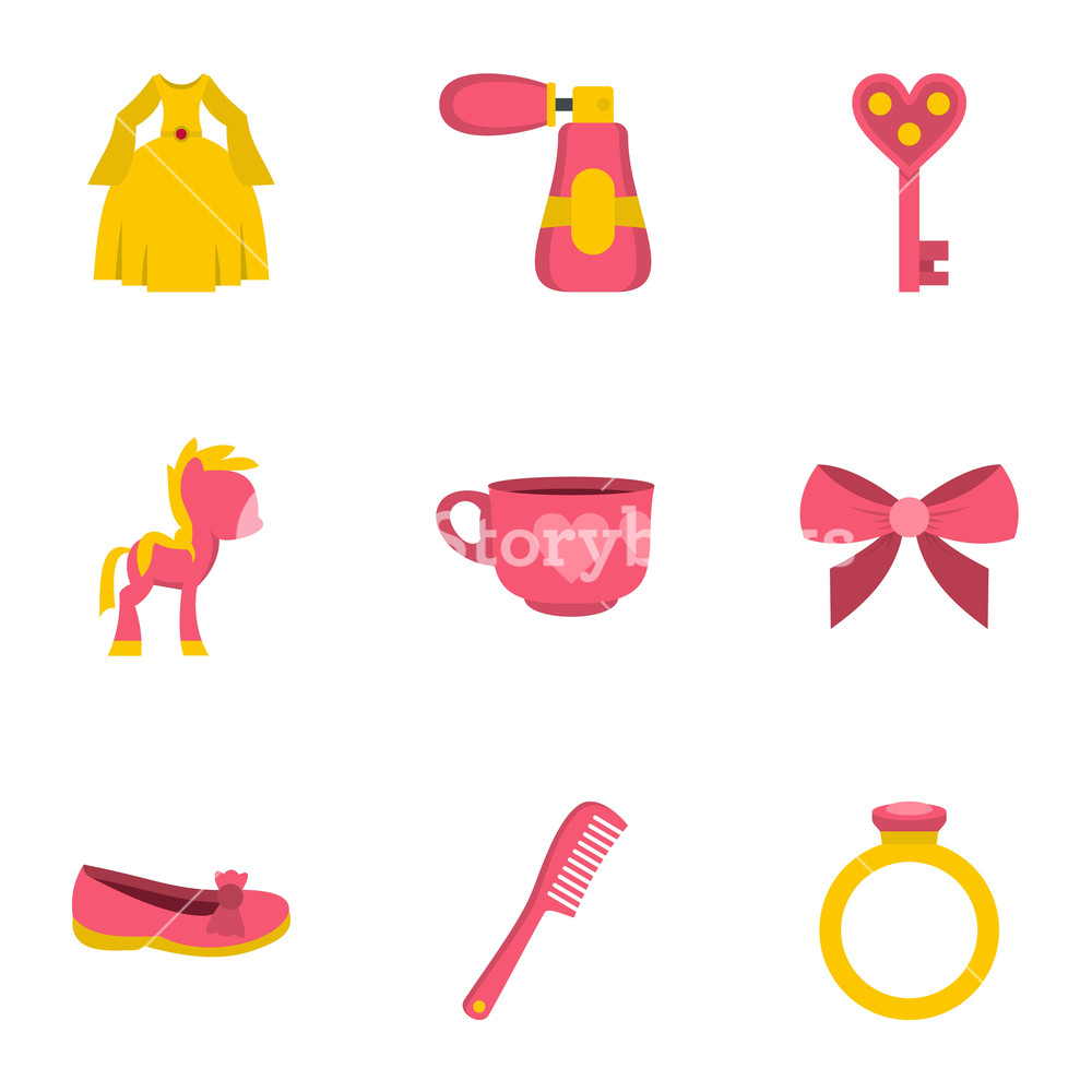 1000x1000 Little Princess Icon Set Flat Style Set Of Little Princess