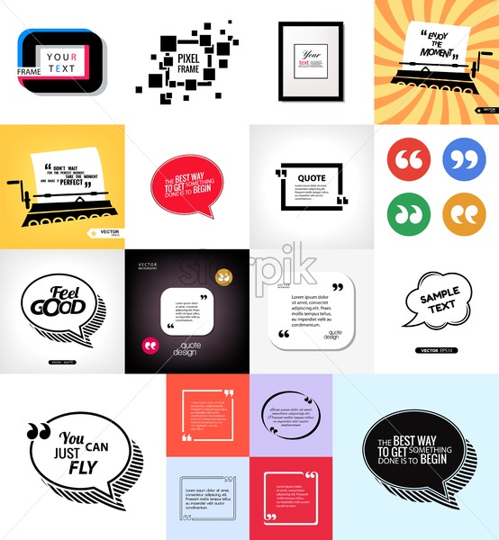 554x600 Digital Vector Black Quote Frames Box Blank Template With Print