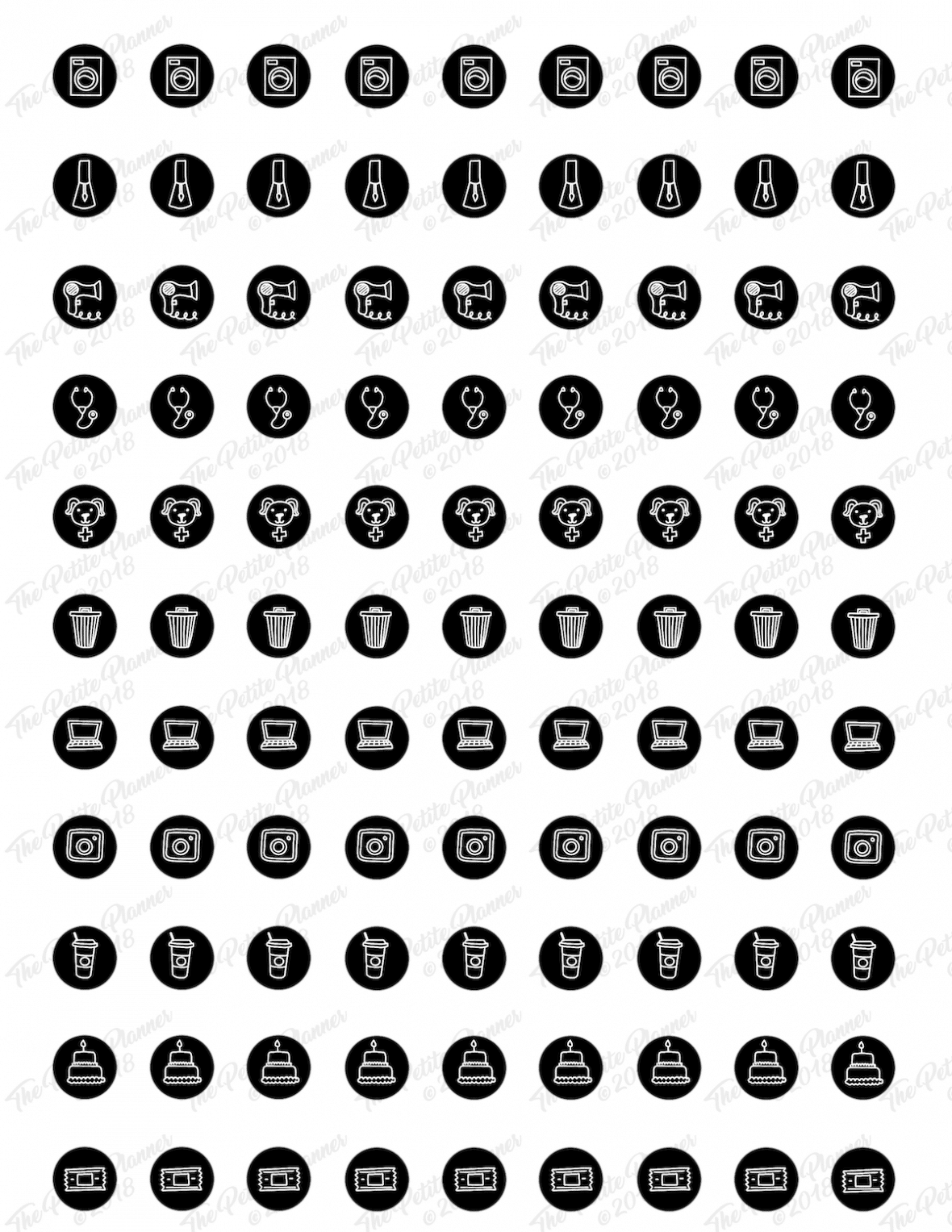 1180x1527 Bullet Journal Icon Printable Stickers