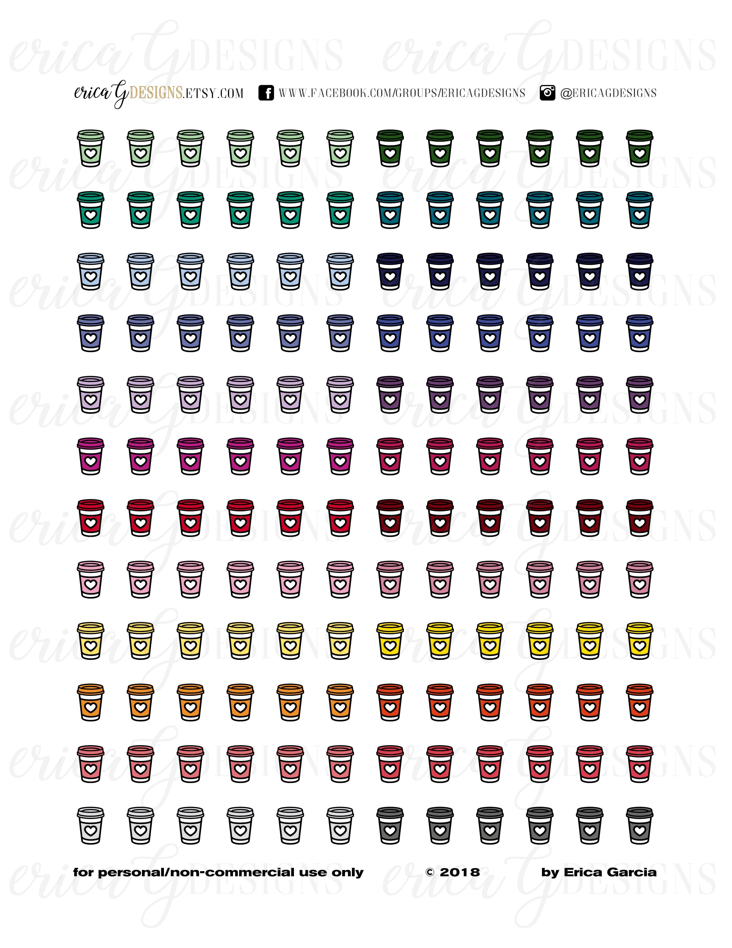 2550x3300 Coffee Cup Printable Icon Stickers