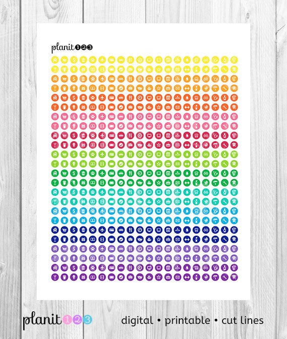 570x672 Digital Planner Printable Icon Circle Stickers Etsy