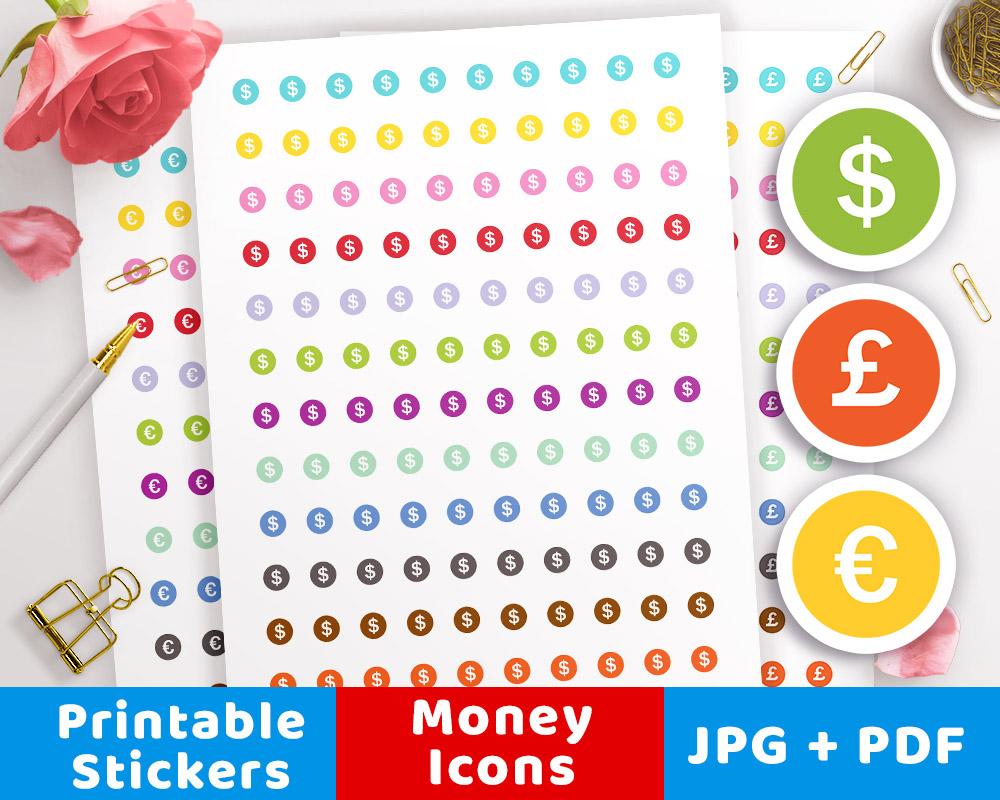 1000x800 Money Icon Printable Planner Stickers The Digital Download Shop