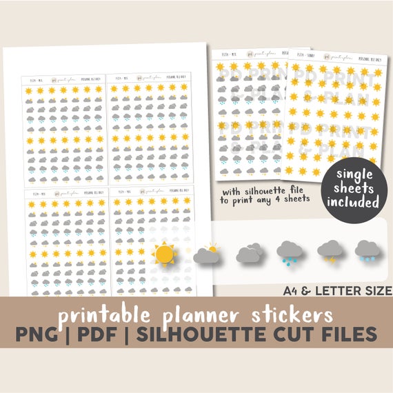570x570 Weather Icon Printable Stickers Printable Planner Stickers Etsy