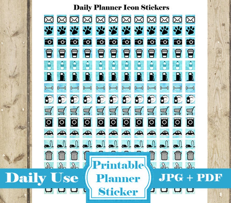 794x699 Blue Daily Icon Planner Stickers Printable Planner Etsy