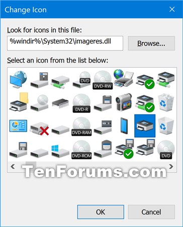 change printer icon windows 7