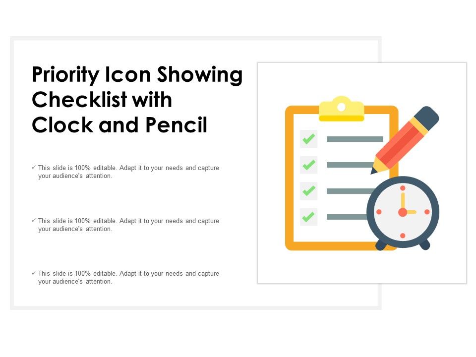 960x720 Priority Icon Showing Checklist With Clock And Pencil Template