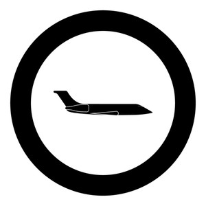 300x300 Private Airplane Black Icon In Circle Vector Illustration Isolated