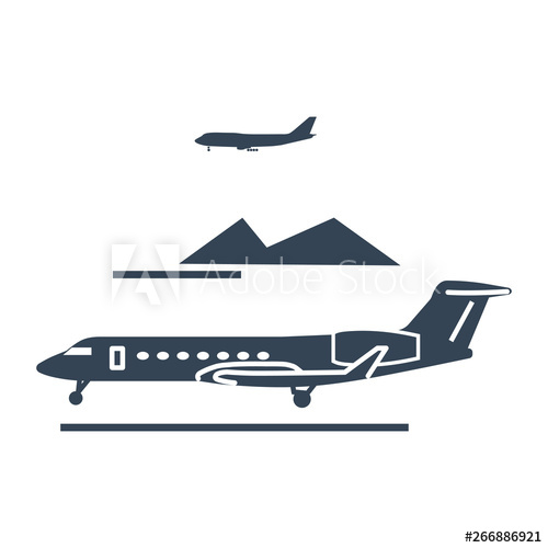 500x500 Black Icon Private Business Jet