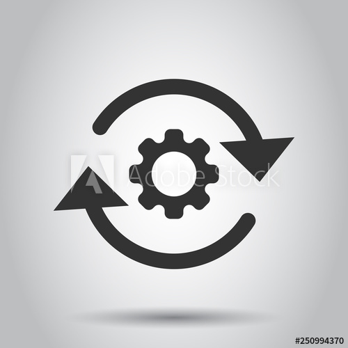 500x500 Workflow Process Icon In Flat Style Gear Cog Wheel With Arrows