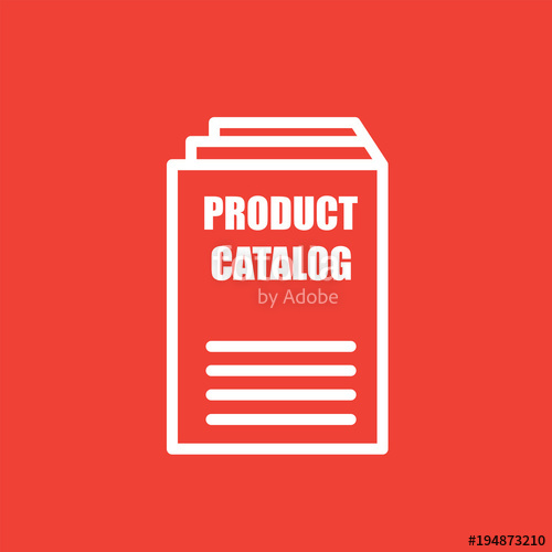 500x500 Product Catalogue Icon,flat Vector Sign Isolated On Red Background