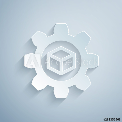 500x500 Paper Cut Product Development Icon Isolated On Grey Background