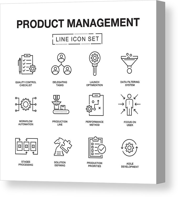 678x750 Product Management Line Icons Set Canvas Print Canvas Art