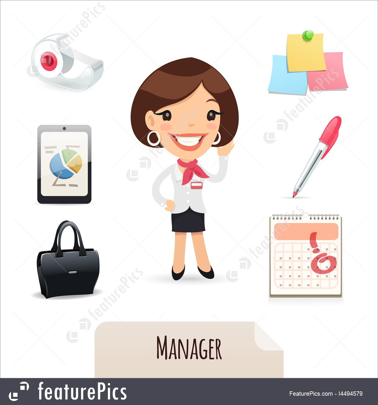 1300x1392 Illustration Of Female Manager Icons Set