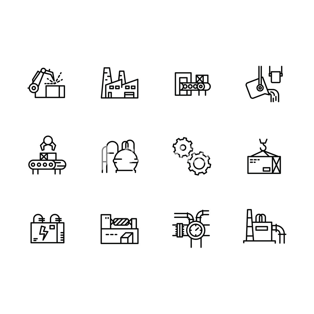 1000x1000 Simple Set Industry, Production And Factory Vector Line Icon