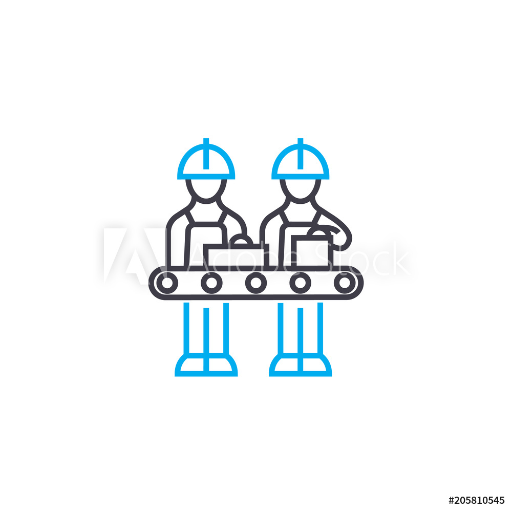 1000x1000 Photo Art Print Manual Production Line Icon, Vector Illustration