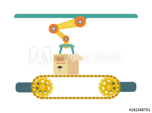 500x371 Automatic Production Line Icon Isolated On White Background Vector