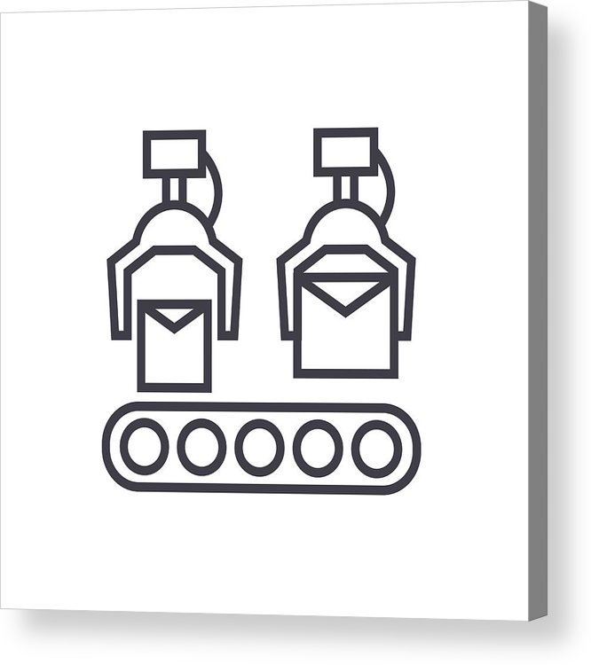 666x750 Production Line Vector Line Icon, Sign, Illustration On Background
