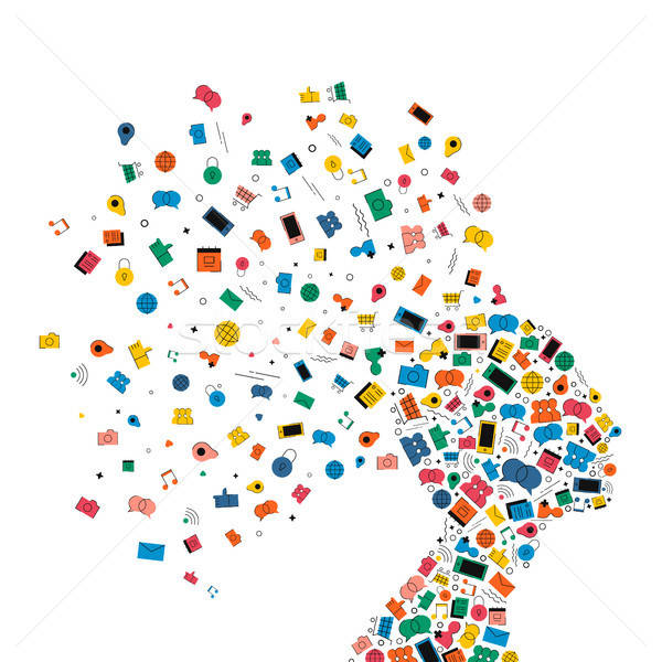 600x600 Social Media Woman Head Profile Icon Shape Concept Vector